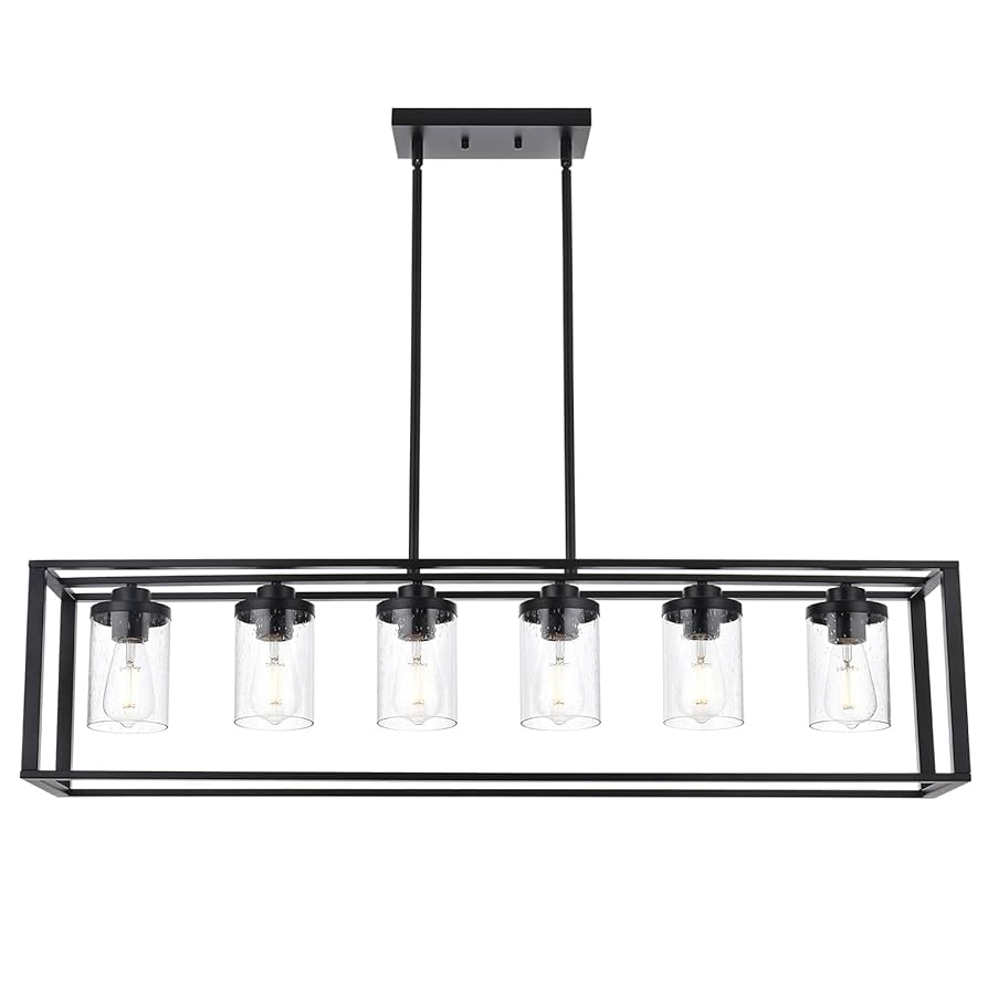 y-*♡ WINSHEN 6-Lights Kitchen Island Lighting with Seeded Glass